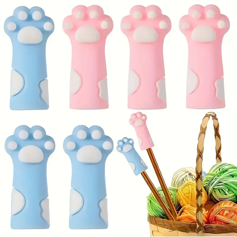

10pcs Colorful WhiskerWonders Cat Paw Needle Protectors, Mixed Color, Knitting Needle Covers for Crafting and Sewing Accessories