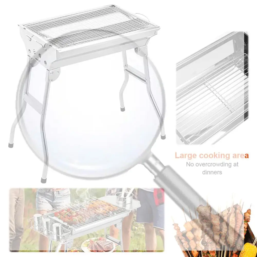 

Портативный многофункциональный складной угольный гриль с корзиной для хранения, угольный гриль для барбекю для кемпинга и пикников на открытом воздухе