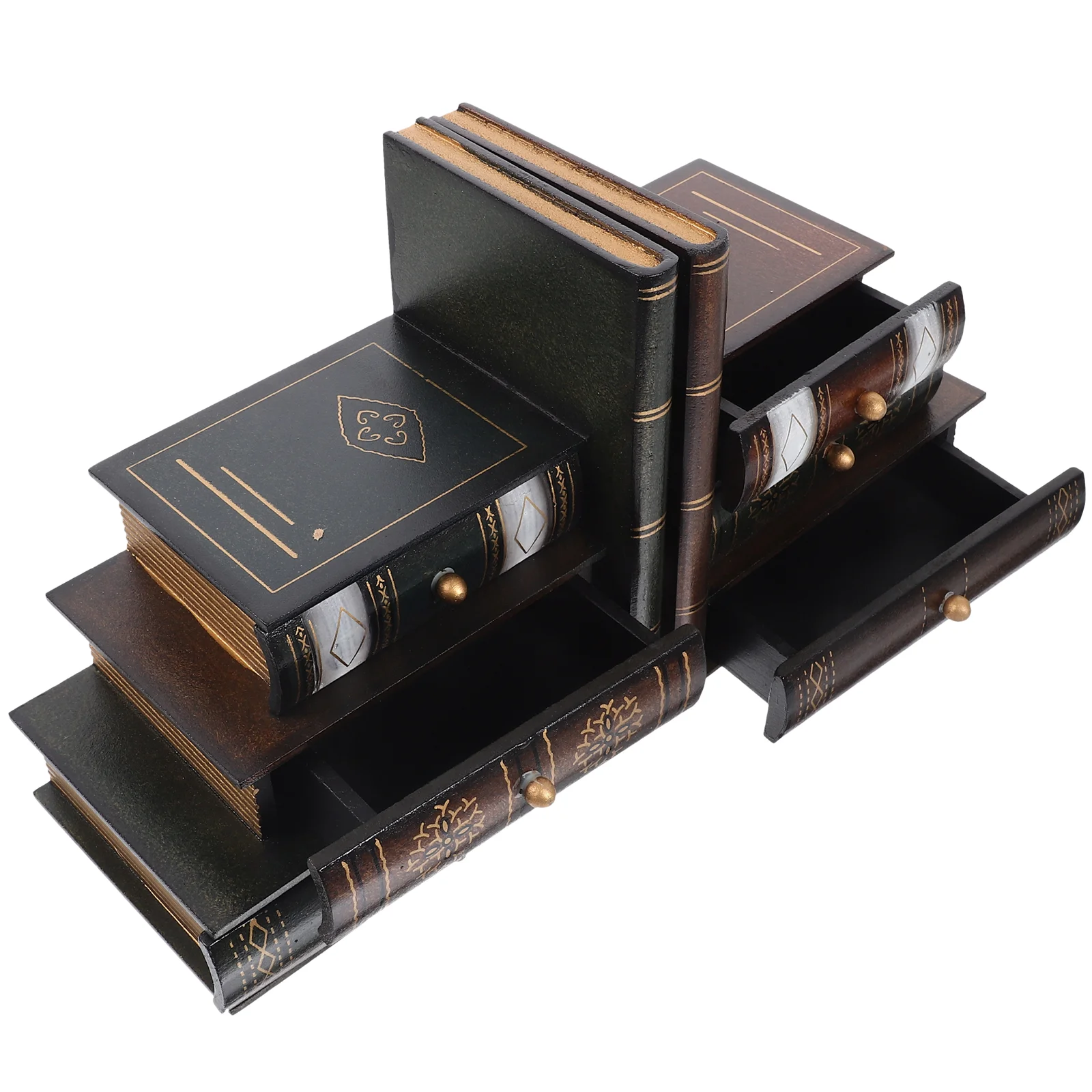 Bookend Shape Container Book End Storage Box Wood Storage Box for Book Storage Shelves wood box bookend shape container