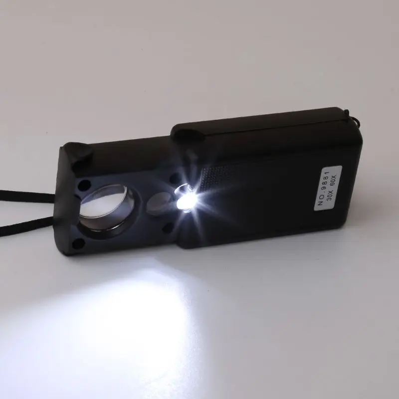 30x 60x Multifunctional Magnifier LED Portable Jeweler Microscope Drop ship