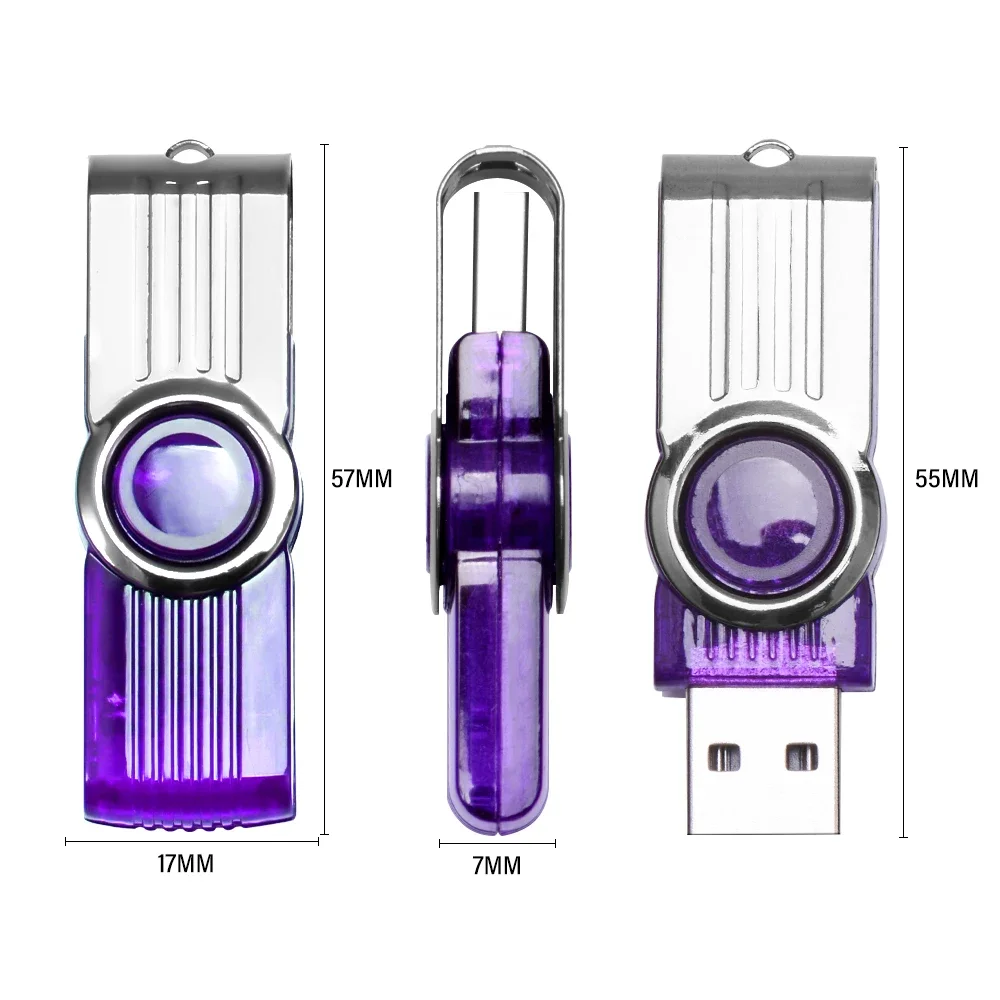 Colorful Rotatable USB Flash Drive 64GB Free Key Chain Pen Drive 32GB Silver Clip Memory Stick 16GB High Speed Pendrive U Disk