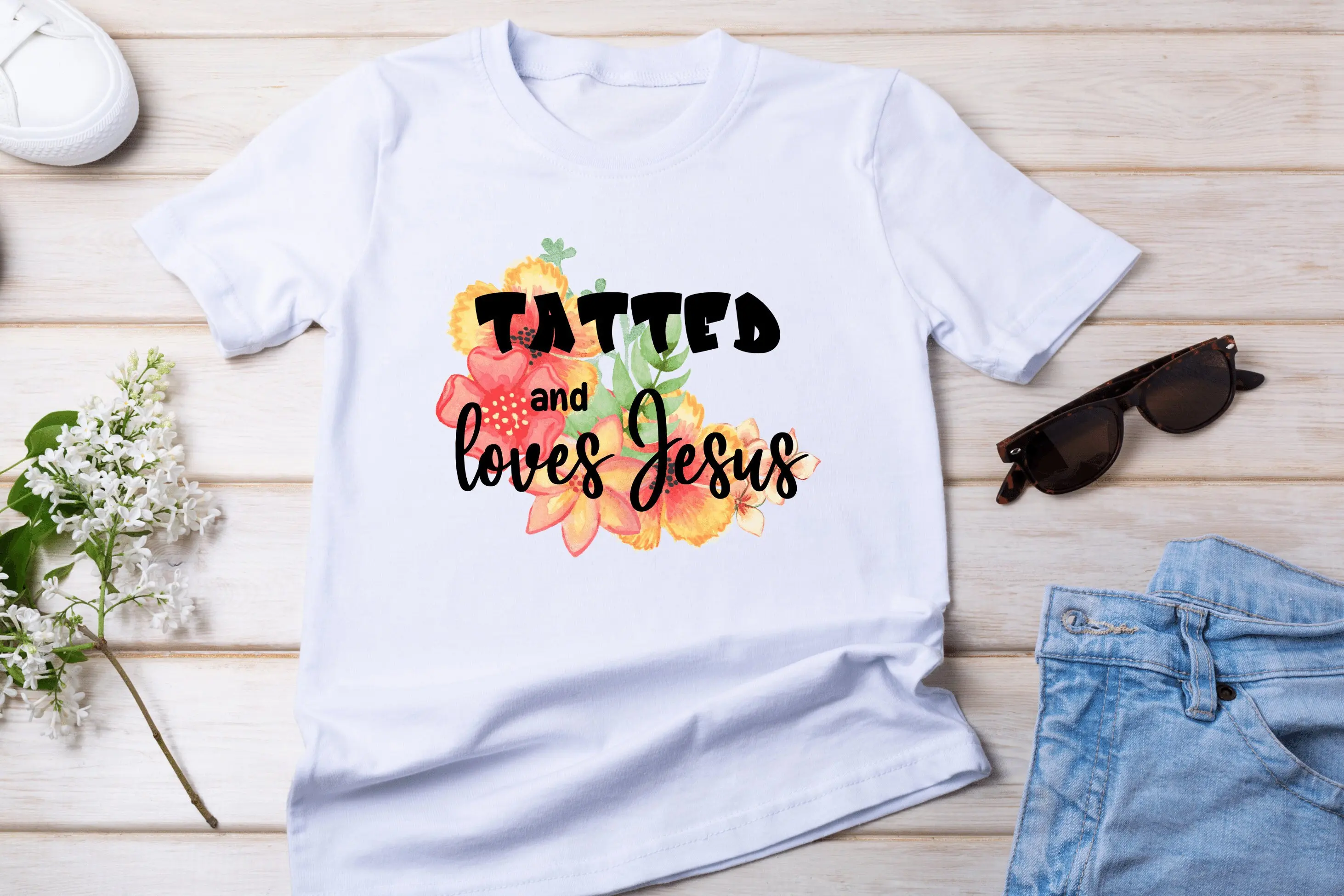 Tatted And Loves Jesus T Shirt Tattoos Religious Tattoo Softstyle