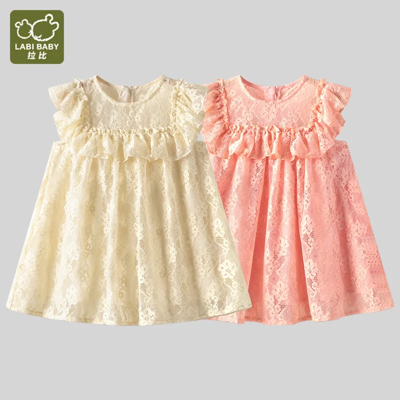 

Girls Summer Sleeveless Dress Flowers Lace Dress Girl Fairy Formal Sundress Princess Party Dresses Kids Toddlers Baby Clothes