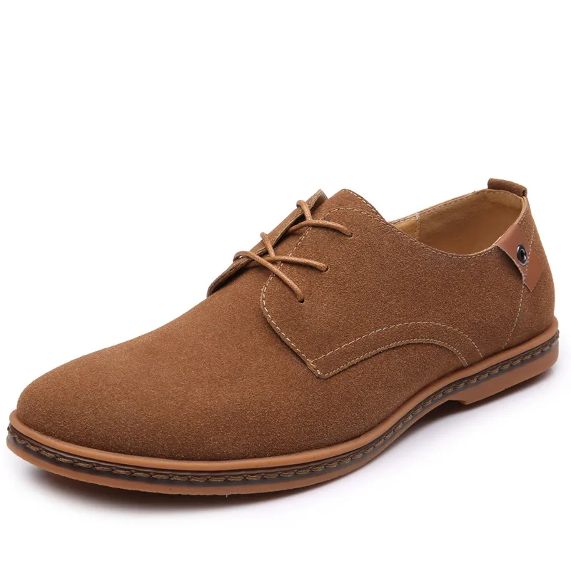 2023 Fashion Men Suede Leather Casual Shoes Classic Men Brand Designer Footwear Dress Shoes Male Lace Up Large Size Flats