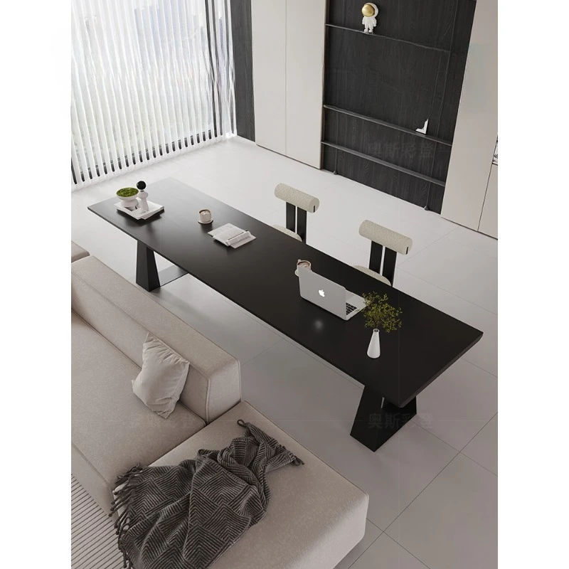 

Black solid wood desk large board household living room large horizontal hall sofa back long table double