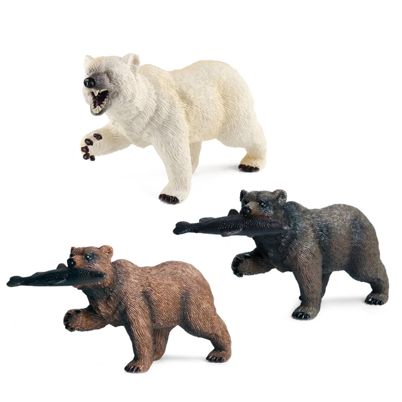 

Solid Bear Miniature Figurine Model Animal Figure Realistic Bear Toy Collectable Cake Toppers Aquarium Souvenir Toy 3PCS