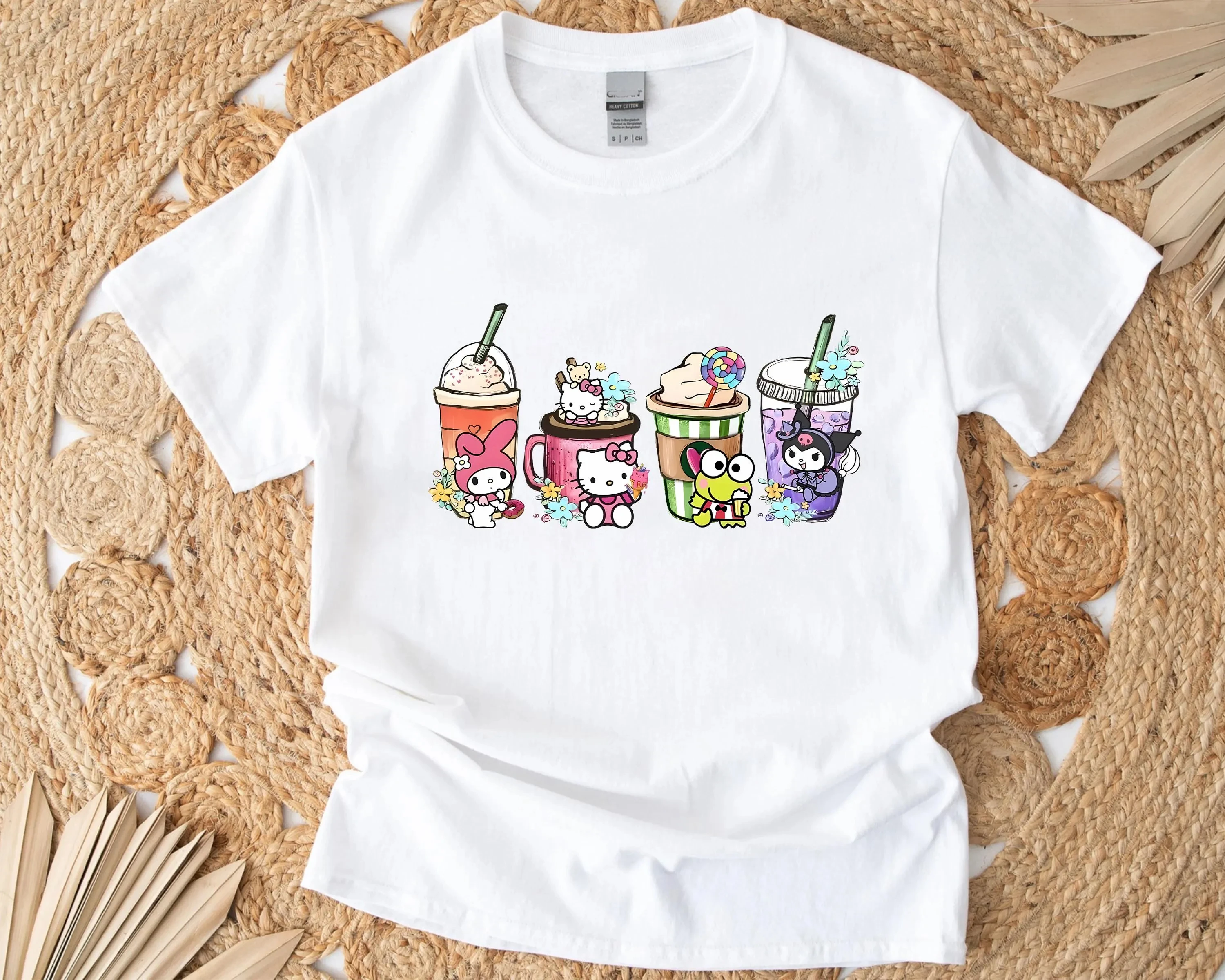 Hello Kitty Print Graphic Tee Unisex Short Sleeve T Shirt Kawaii Cartoon Casual Summer Top For Girls Boys Sweet Daily Outfit