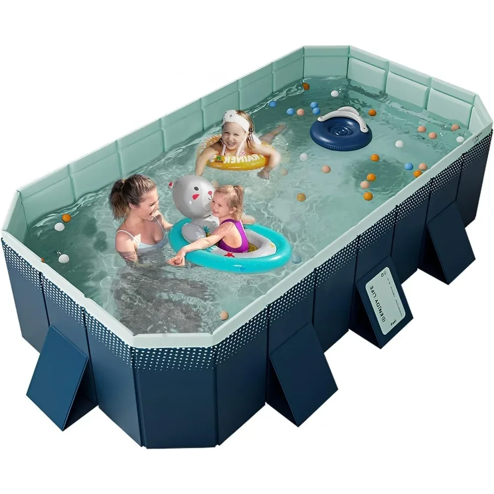 

Inflatable Pool, Large Foldable, Premium PVC Surface, Durable Thickened 113" X 66" X 20" , Outdoor Pool