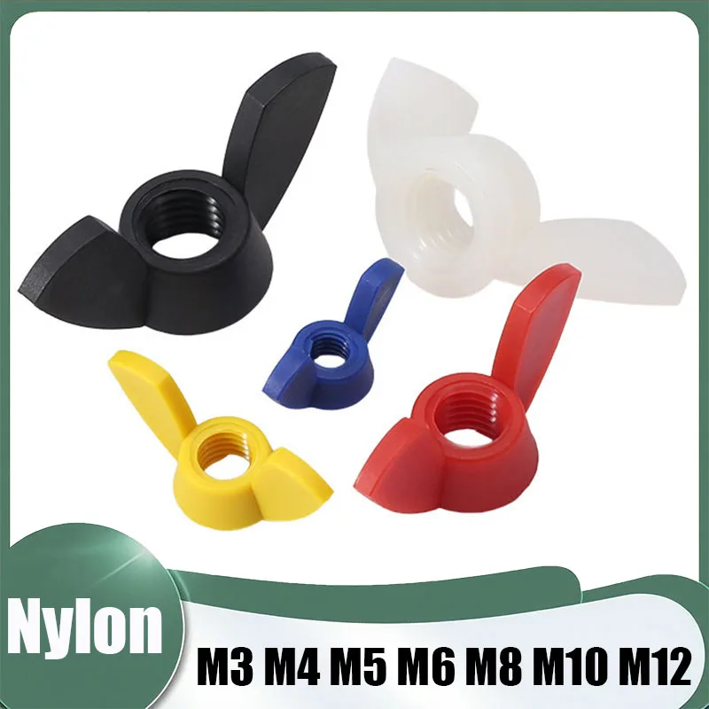 20-60Pcs M3 M4 M5 M6 M8 M10 M12 Colourful Nylon Wing Nut Butterfly Nut Plastic Insulation Thumb Nuts