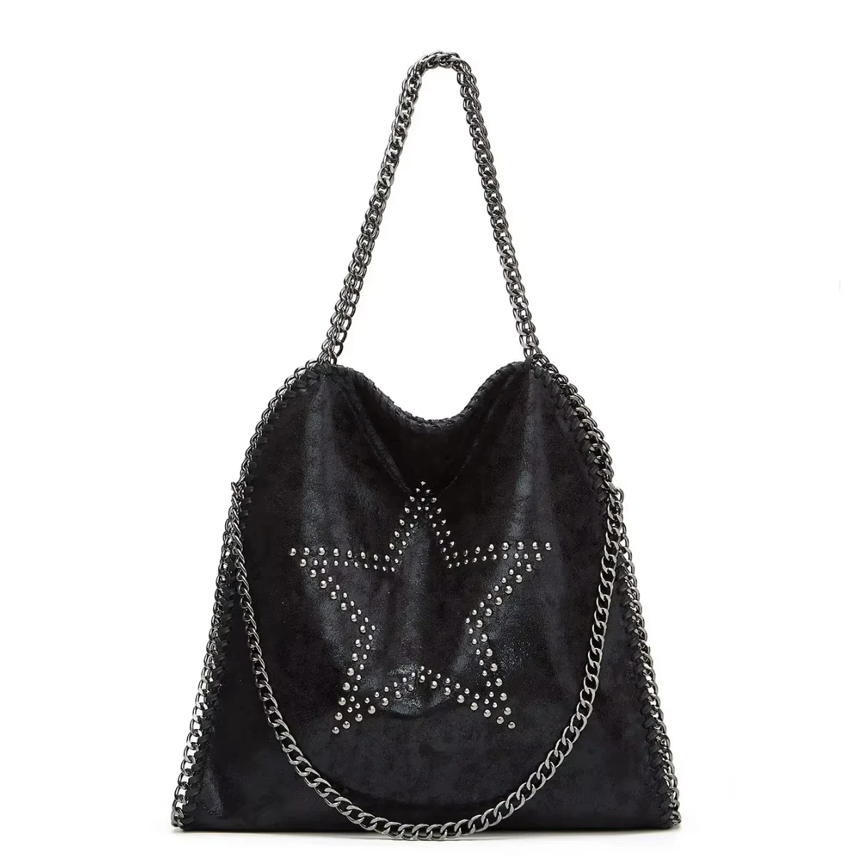 

Vintage Cropped Studded Chain Women's Bag Fashionable Large Capacity Single Shoulder Crossbody Handbag Polyester Fiber Lining