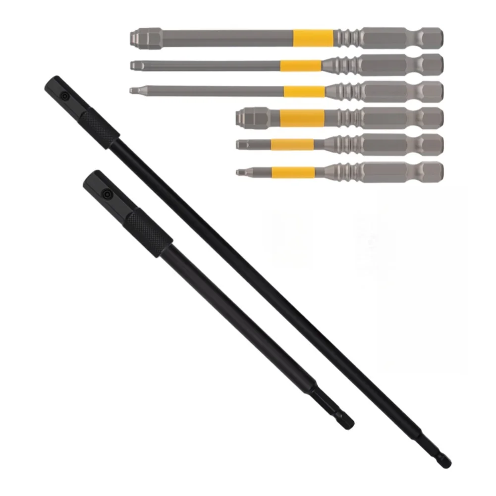Hex Shank Extension Set 8 pcs Includes 150mm 300mm Rods H1.5-H6 Double Ended Bits 65mm 100mm Lengths for Tight Jobs