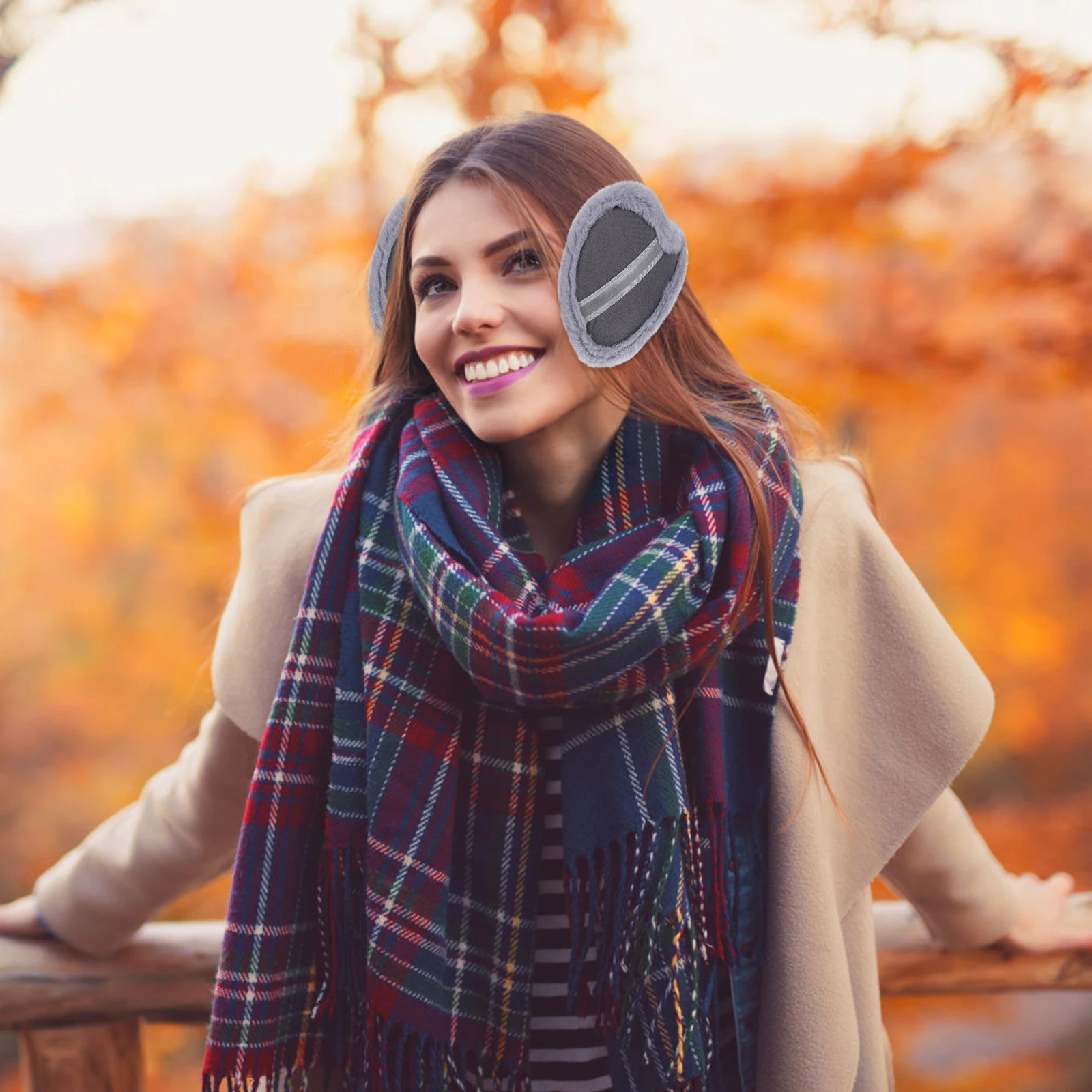 

Fluorescent Strip Winter Earmuffs Warm Outdoor Ear Muff Thermal Cover Lightweight Girls Women Ear Warmer Travel Camping