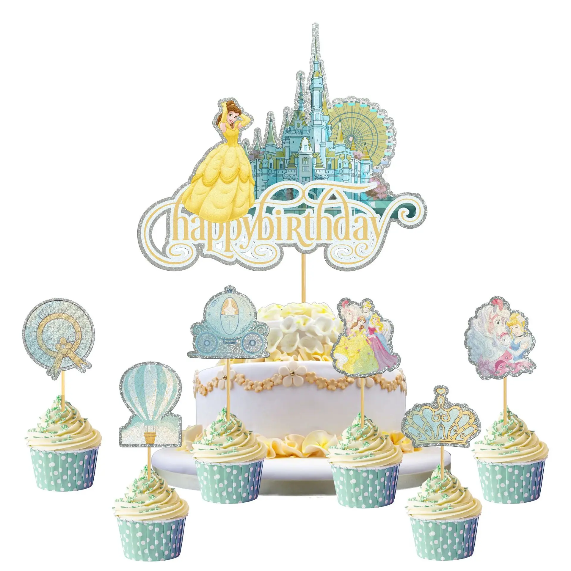 Disney Cinderella Birthday Decorations Disposable Tableware Party Package Tablecloth Baby Shower Princess Girls Party Supplies