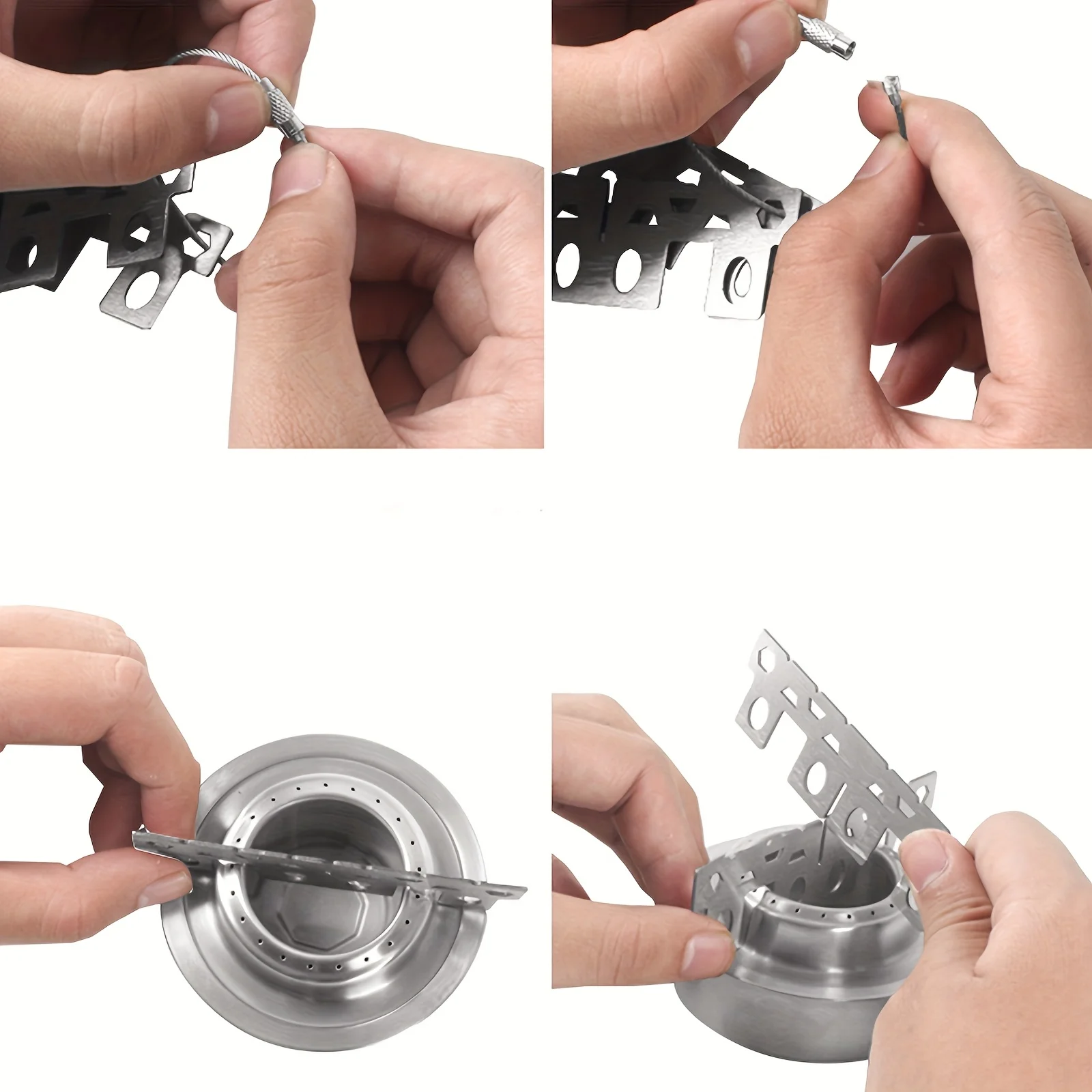 Portable Stainless Steel Alcohol Stove, Outdoor Camping Hiking Backpack Cooking Burner, Aluminum Alloy Structure, with Cross Sha image 2