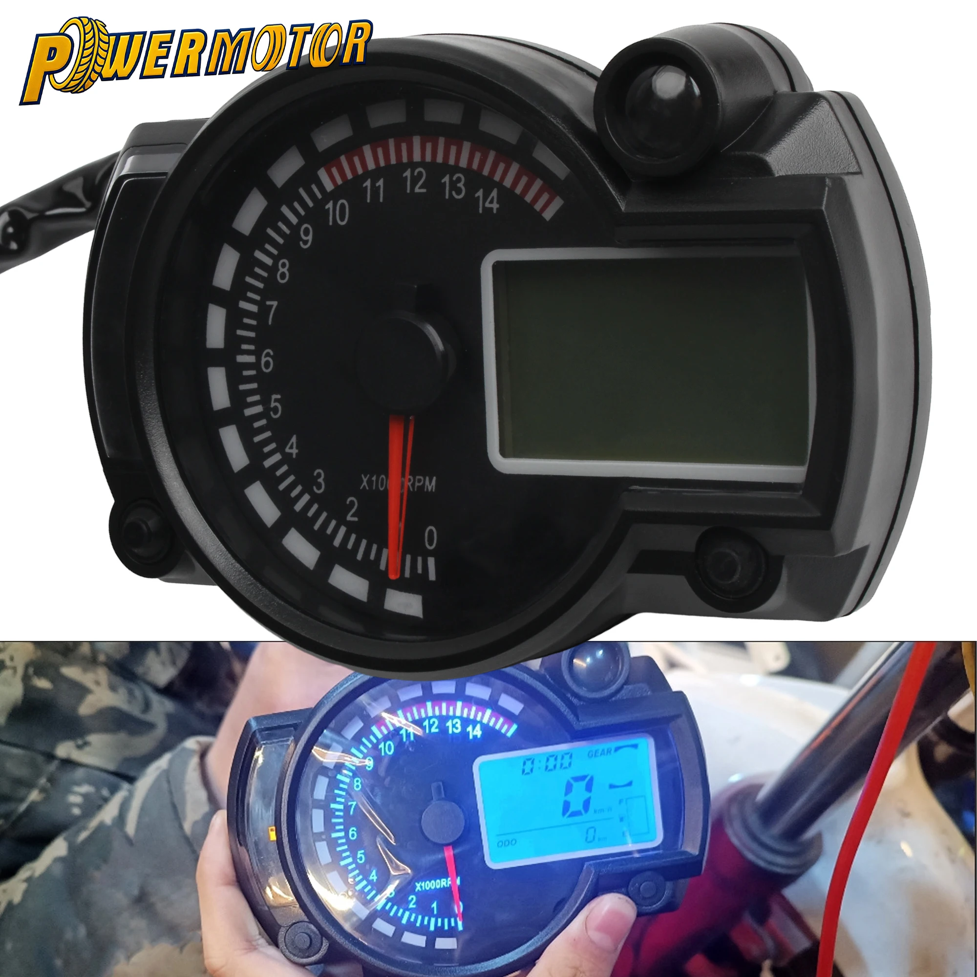 

Motorcycle 7 Colors LCD Digital Dashboard 12V Speedometer Tachometer Odometer For Kawasaki Honda Yamaha Moto Meter Accessories
