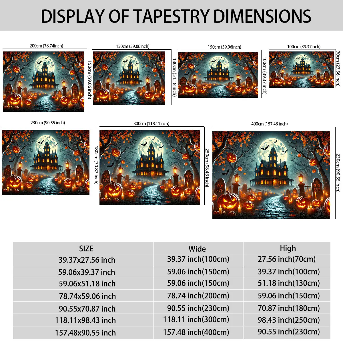 1pc Halloween haunted house pumpkin lamp tapestry for wall decoration space decoration gift giving, and background setting