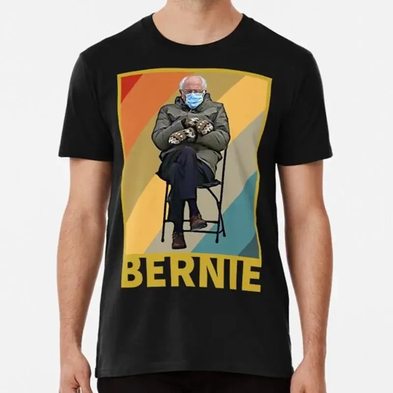 Bundled Up Bernie Meme Funny Mittens Sitting In Chair S 5XL Made in USA T Shirt