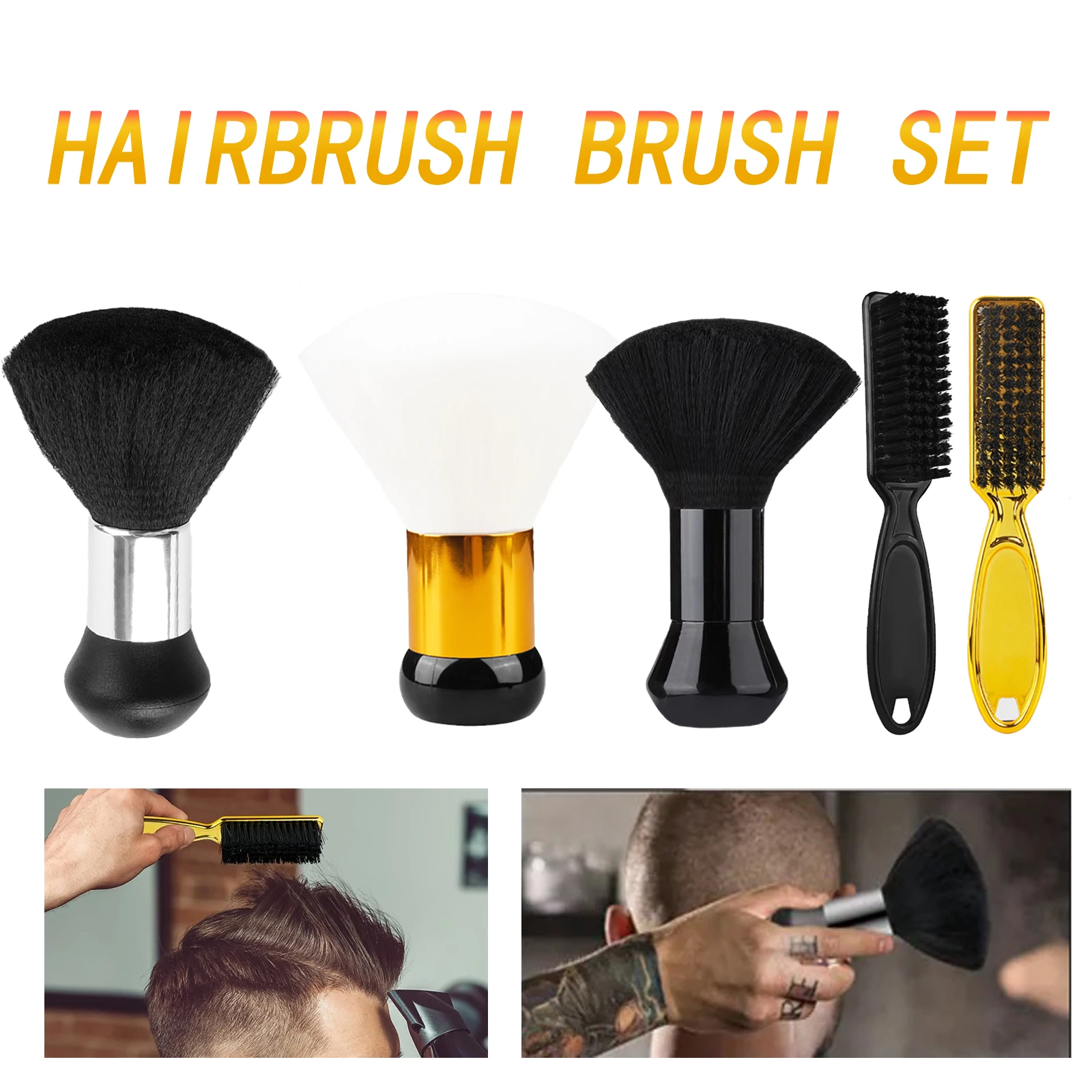

2 Piece Barber Brush Set Hair Cleaning Brush Neck Dusting Brush Hair Salon Barber Men Handsome Oil Head Styling Tools