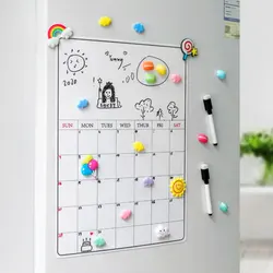 Magnetic Dry Erased Whiteboard for Kids, Calendário Quadro de Mensagens, Planejador Mensal, Frigorífico Canetas, Cozinha, Estudante, Novo, A3