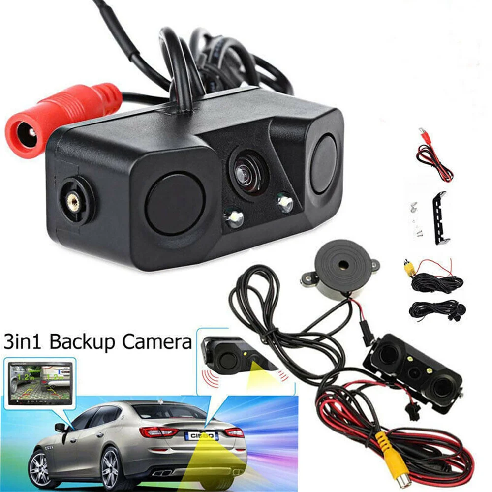 

3 In 1 Radar Parking Sensor Kit Visible Parktronic LED Display System Backup Monitor Reversing Camera Alarm Reversing radar