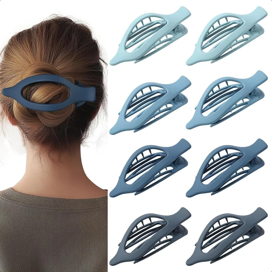 

8 Pack Blue Flat Hair Clips Matte Large French Blue Claw Clips for Women Girls NoSlip Strong Hold Gradient Barrettes for Thick