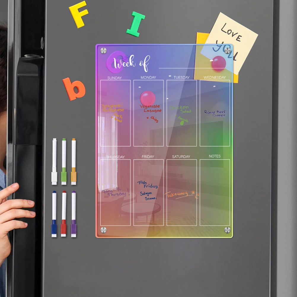 Weekly Planner Fridge Notepad Pen Set Magnetic Clear Refrigerator Board Adult Schedule Office