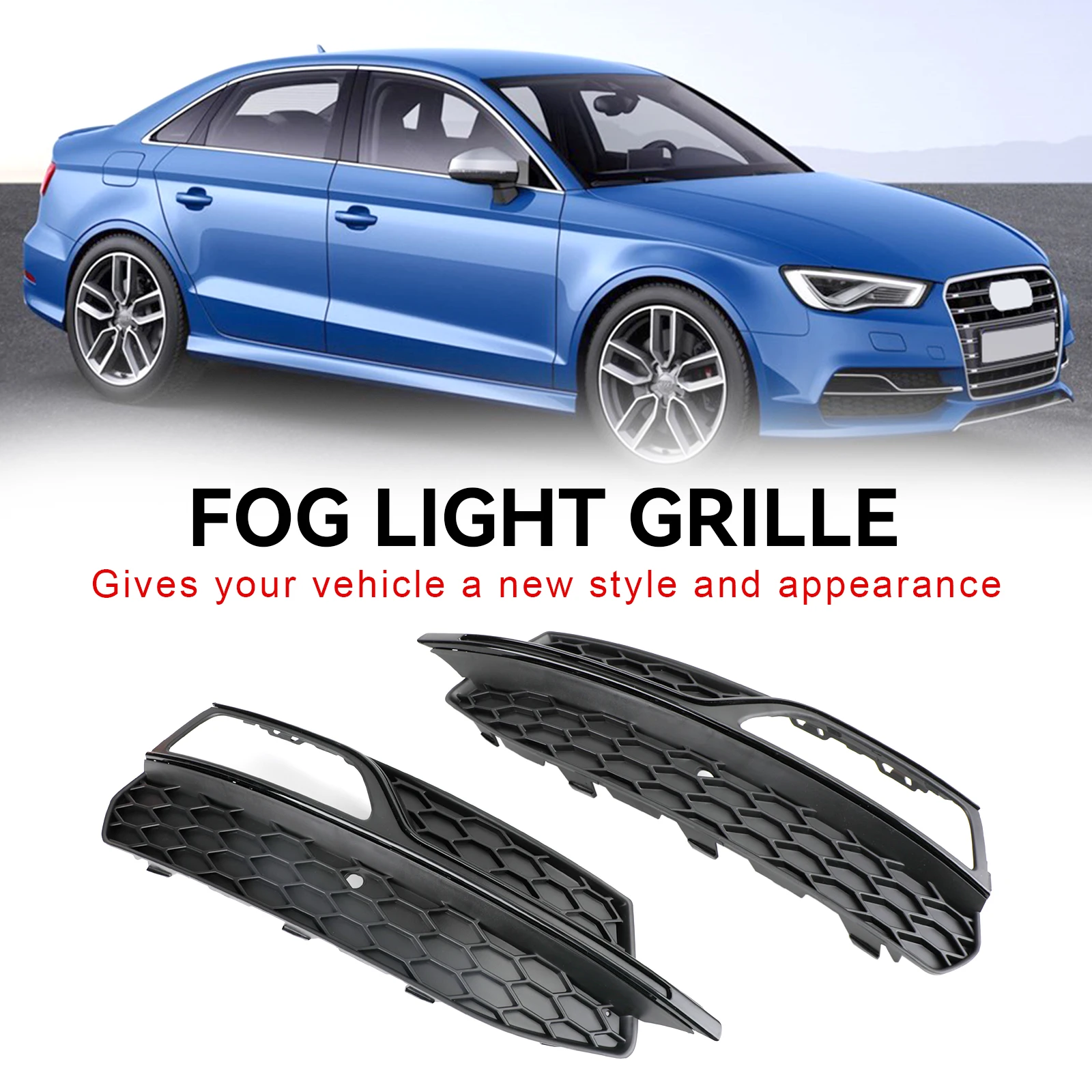 

Artudatech Lower Bumper Fog Light Cover Grill Grille Fit for AUDI A3 S3 S-Line 2013-2016