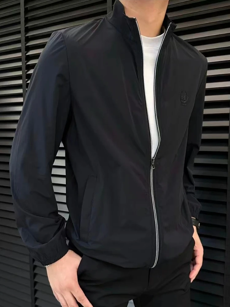 

Легкая мужская весенне-летняя куртка с защитой от УФ-излучения, с капюшоном и воротником-стойкой, модная, стильная, универсальная верхняя одежда Haome