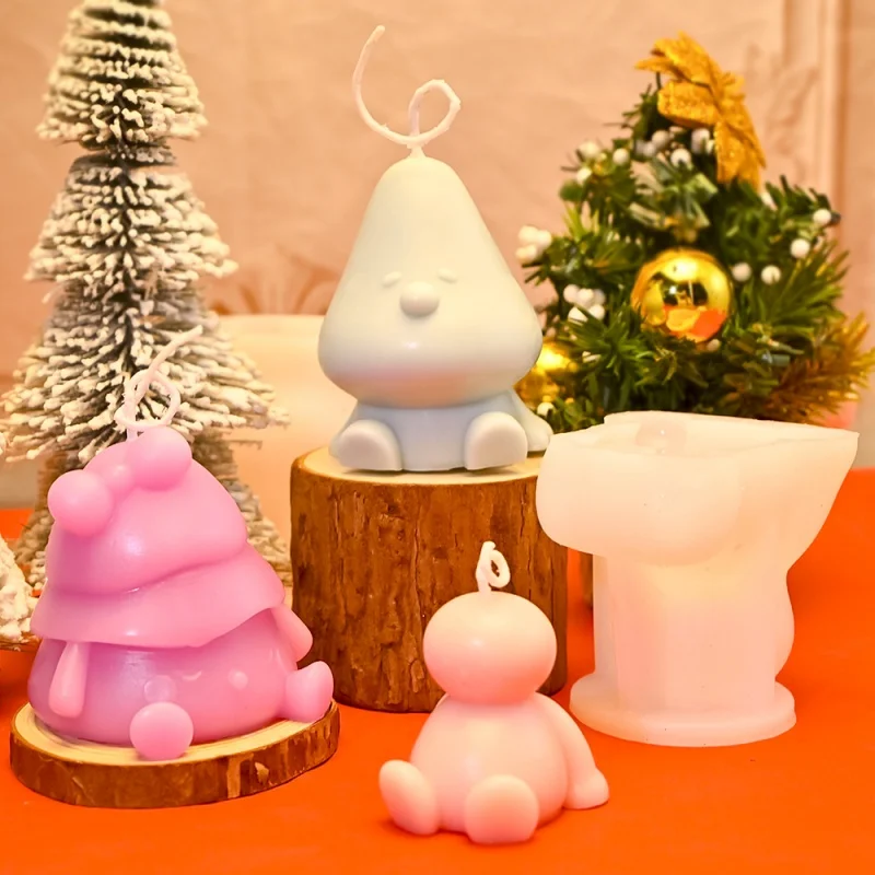 Molde de silicona para vela de elfo de Navidad 3D, fabricación de velas navideñas DIY, Moldes de resina Epoxy de cristal, decoración navideña, fundición de aromaterapia