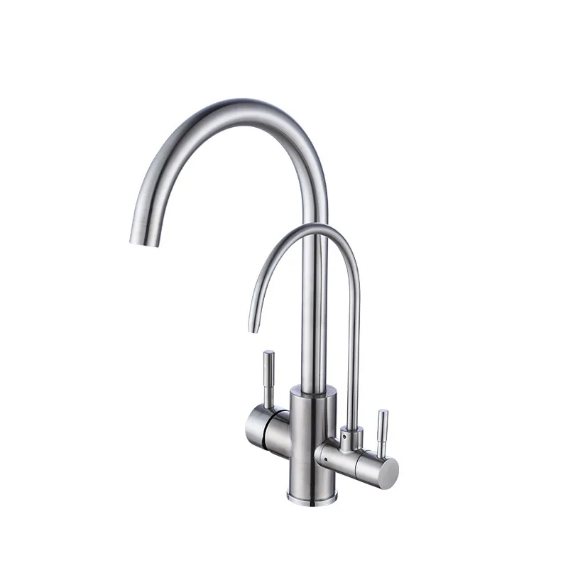 

Nickel 304 Stainless Steel Kitchen Sink Faucet Pure Water Filter Dual Handle Hot and Cold Drinking Water Mixer Taps Crane