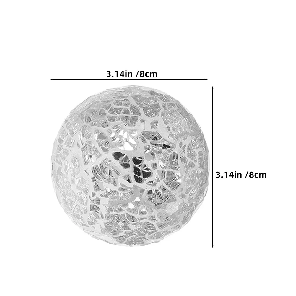 4Pcs Crackle Glass Sphere Balls Mosaic Decorative Glass Balls for Home Decor Living Room Tabletop Ornament Centerpiece