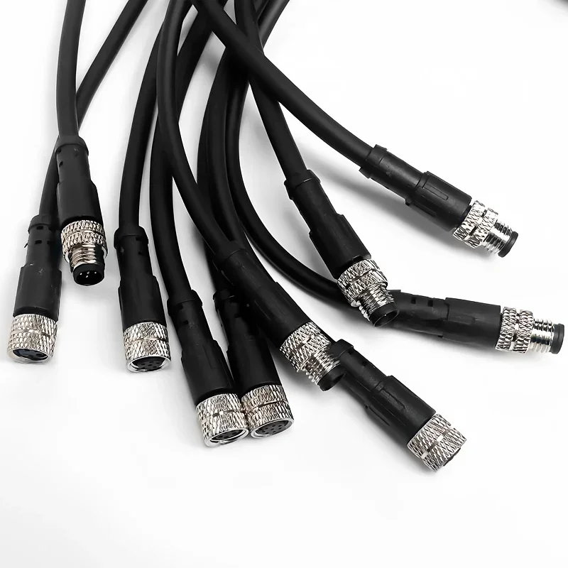 2Meters M8 Male & Female Sensor Connector, 3-8 Pin Waterproof Plug, Integrated Injection Molding for Industrial Applications
