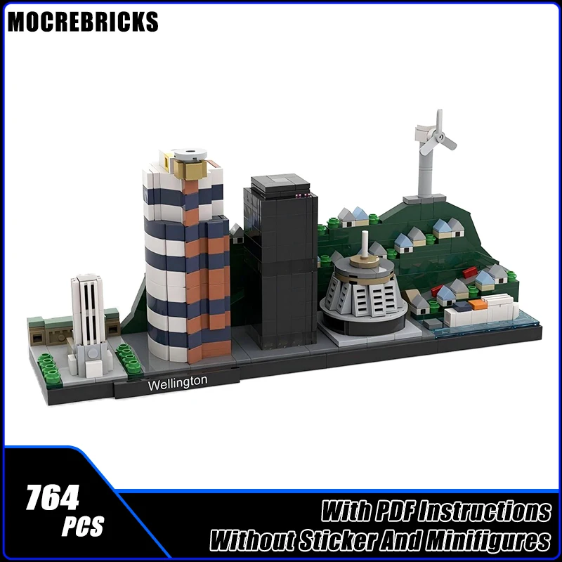 MOC City Street View Tower Edifice Wellington Skyline Modular Architecture Technology Building Blocks Sets Bricks Toys DIY Gifts