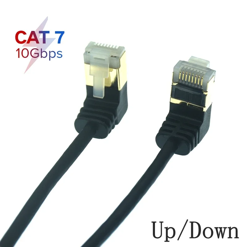 10Gbps RJ45 Cat7 Lan Cable UTP RJ45 Network Cable Ethernet Cable For Cat6 Compatible Patch Cord 90 Degree Up Down Right Angle