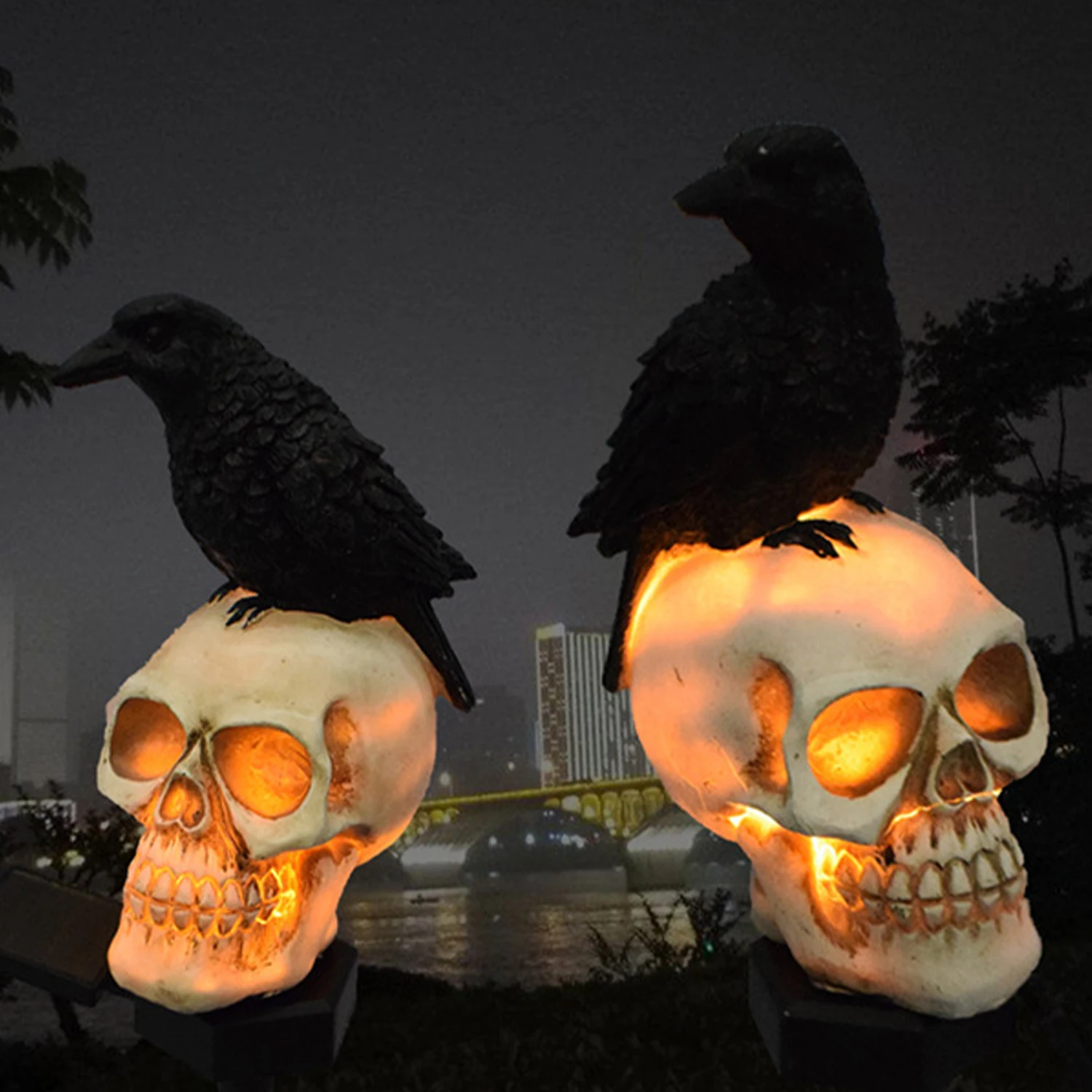 Dekorasi Halloween, lampu dekorasi taman tenaga surya, lampu taman tenaga surya, lampu hantu tahan air, tengkorak horor, dekorasi luar ruangan