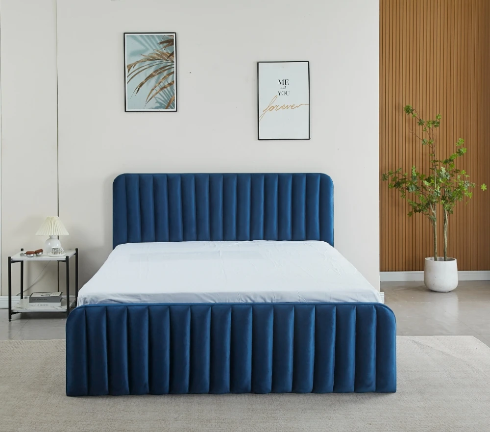 ^Luxury European Modern Durable King Size Pine Wood Box Spring Soft Bed Bedroom Set Furniture for Apartment & Hotel Use - view 5