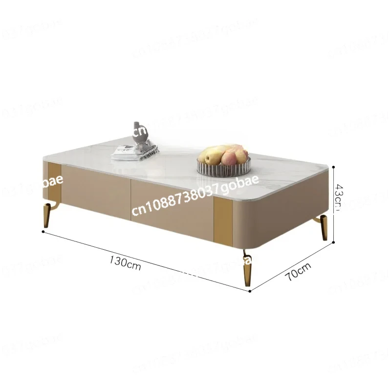 ZC Stone Plate Coffee Table TV Cabinet Combination Living Room Glass Household Suspended Floor Cabinet