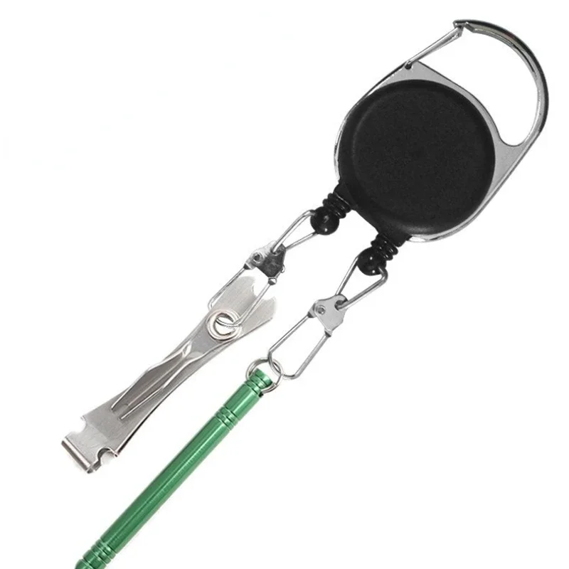 Double-hook Retractable Badge Reels Multi-purpose Keychain Holder ID/IC Card Holder Outdoor Convenient Hooks