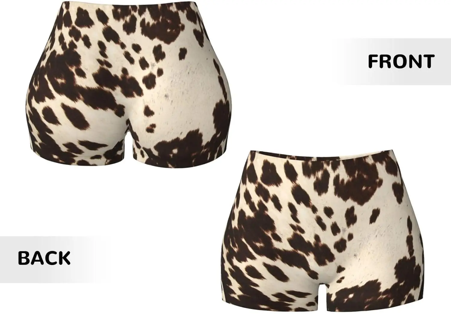 شورت نسائي للتمرين مطبوع عليه جلد البقر البني، شورت رياضي مرن للصالة الرياضية، شورت صيفي بدون خياطة عالي الخصر لليوجا #5