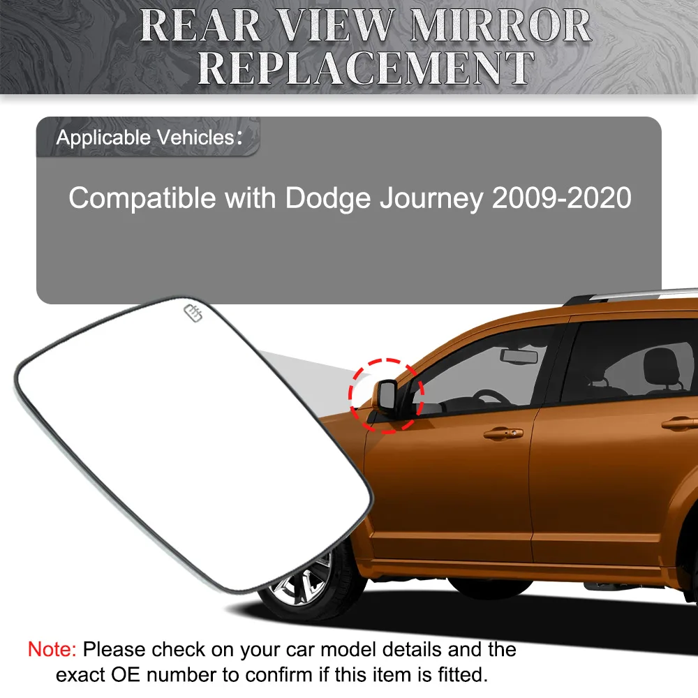 

Left Right Side Rearview Heated Mirror Glass For 2009-2020 Dodge Journey Replacement 68045693AA 68045692AA