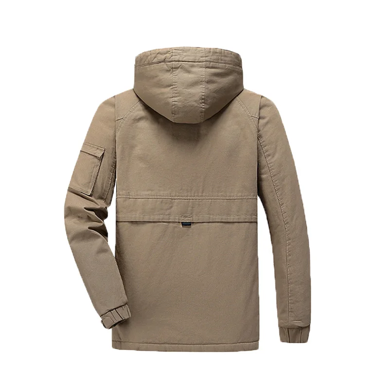 Parkas à capuche amovibles pour hommes, poignées chaudes, manteau décontracté, coupe-vent, mi-long, affaires, sourire, extérieur, homme, hiver, nouveau, 4XL