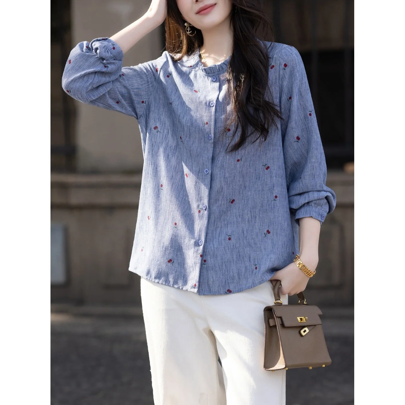 plus Size Casual Long Sleeve Shirt Women's Fashionable Printed Spring Autumn New Style Top Comfortable Loose Fit Commuting Style