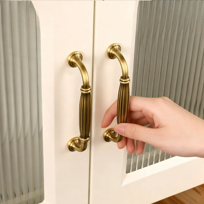 American Retro Brass Furniture Handle Cabinet Door Antique Style Drawer Antique Bronze Cabinet Wardrobe Door Handle