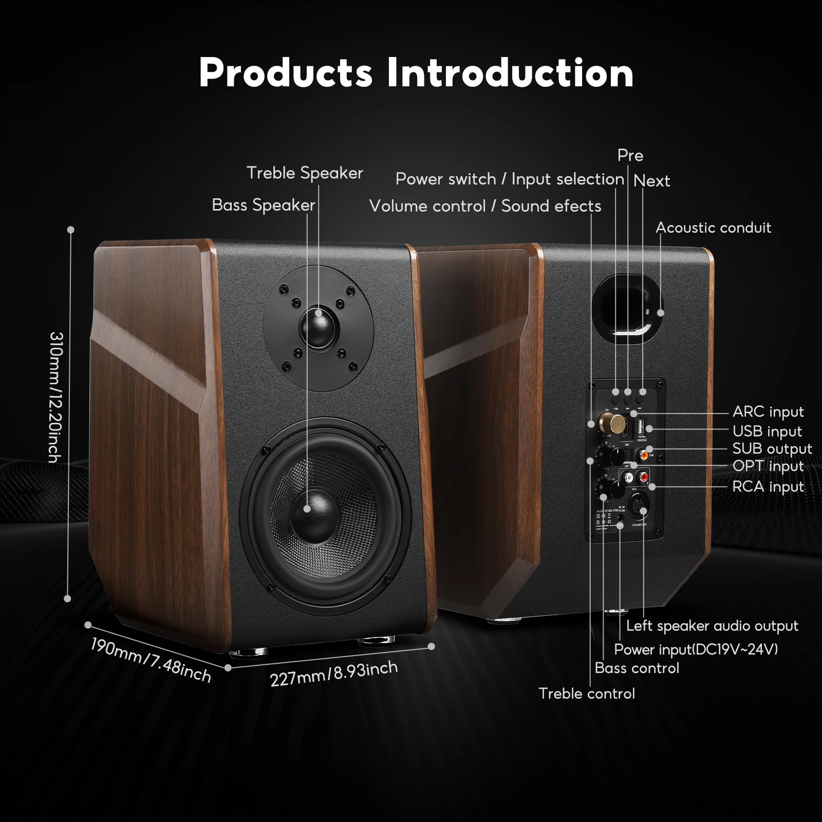 AIYIMA S700 مكبرات صوت رف الكتب النشطة 120 وات بلوتوث نظام صوت HiFi لاسلكي رف الكتب الخشبي مكبر صوت مخرج الصوت مضخم صوت