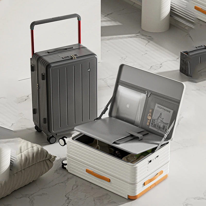 افتتاح الجبهة واسعة عربة حقيبة سفر متعددة الوظائف الأمتعة سعة كبيرة 24 بوصة حقيبة تروللي بعجلات 20 بوصة حمل على حقيبة #1