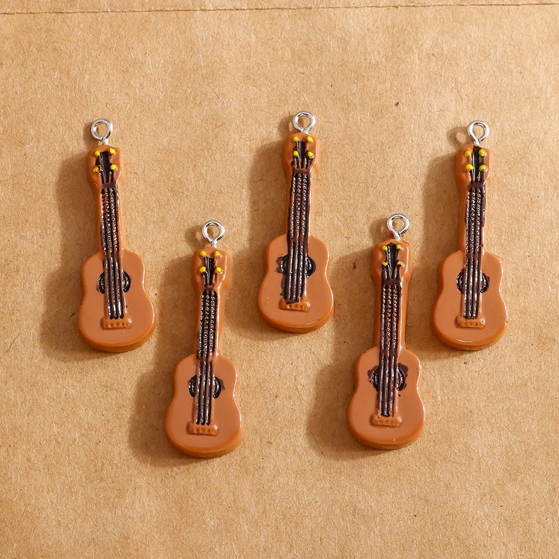 10 Stück 9x23mm Emaille Musikinstrumente Gitarre Charms Anhänger für Schmuckherstellung Ohrringe Halskette Armband DIY Zubehör – Detail 4