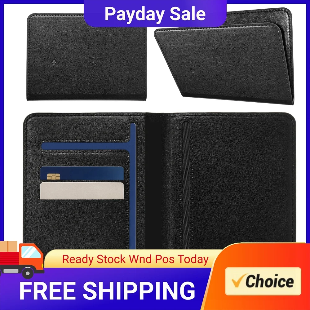 PU Leather Passport Wallet Smart Location Anti-Lost Tracker Multi-Card Slot Holder Travel Wireless Charging for Use
