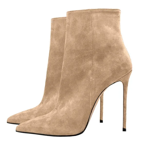 

Autumn New Arrival Sexy Thin High Heel Ankle Boots Pointed Toe Suede Concise Popular Dress Booties Classical Style Pumps