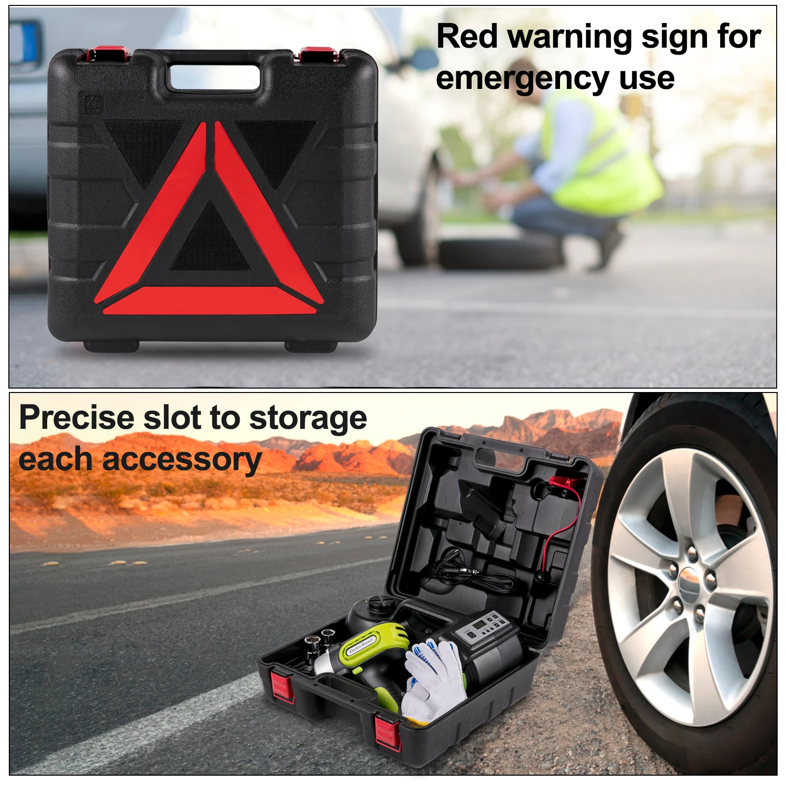 SucceBuy 5T 12V Electric Car Jack Kit + Impact Wrench LED Light Portable Hydraulic Jack 13.5-36 CM Tire Lifting Car Repair Tool