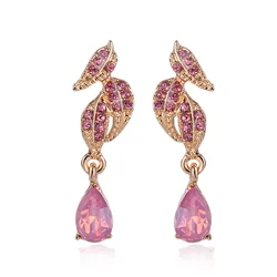 LUBOV Colorful Crystal Rhinestone Inlaid Exotic Dinosaur Design Gold Color Metal Piercing Earrings Christmas Gift Party Jewelry